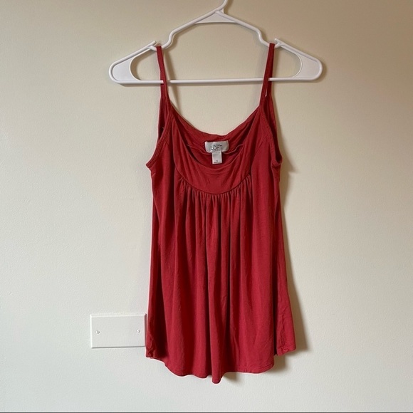 LOFT Tops - LOFT women’s cami top burnt orange red tangerine spaghetti straps ruched blouse